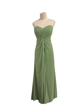 Vintage Mori Lee Madeline Gardner Sage Green Strapless Sweetheart Ruched Maxi Go